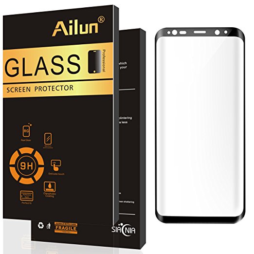 Galaxy S8 Plus Screen Protector,by Aliun,Edge-to-Edge Coverage Glass,Scratch Resistance,Curved Edge, Installation Tray Positioner-Siania Retail Package