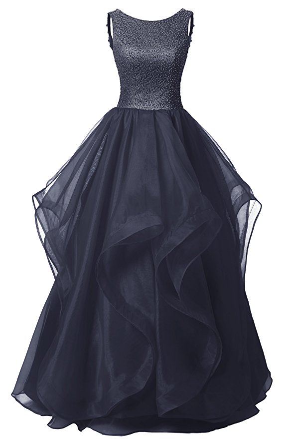 Dresstells® Long Organza Beaded Prom Dress Evening Party Gown Dresses