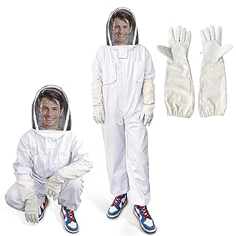 Bee Suit for Men Women with Gloves, HOMEYA Beekeeping Jacket with Removable Ventilated Hood&Pockets for Hive Tools, Professional Beekeeper Suit Outfit for Backyard Professional and Beginner Beekeepers