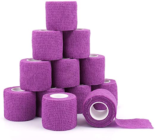 Bekith 12 Pack Self Adhesive Bandage, 2 Inch - Wide Self Adherent Cohesive Wrap Bandages, 5 yds Non Woven Athletic Elastic Wrap Tape for Wrist, Ankle, Hand, etc, Purple