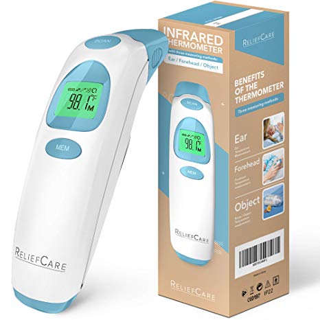 Baby Forehead and Ear Thermometer – Infrared Digital Fever Detector Family First Aid Essential for Infants, Babies, Kids, Adults – FDA & CE Approved Medical Instant Read Thermometer   Storage Bag