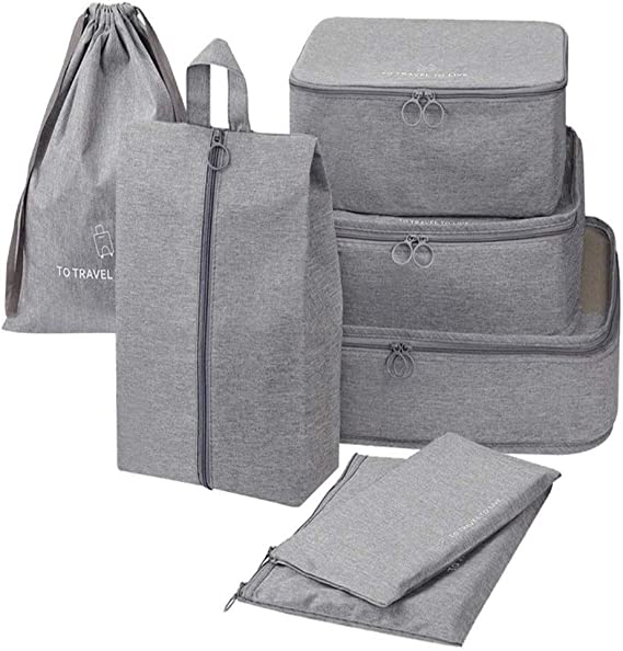 Bansga Packing Cube 7 stück, mittelgroße Kleidertaschen(Greyx)