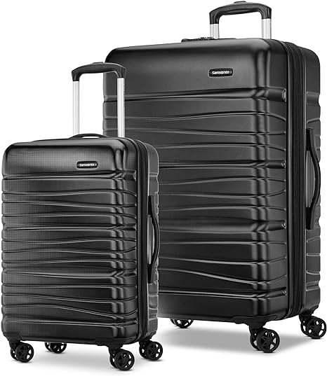 Samsonite Evolve SE Hardside Expandable Luggage with Double Spinner Wheels, Bass Black, 2-Piece Set (20/28)