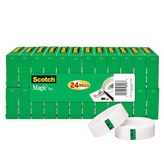 Scotch Magic Tape, Standard Width, Numerous Applications, Invisible, Engineered for Office and Home Use, Great for Gift Wrapping, 3/4 x 1000 Inches, Boxed, 24 Rolls (810K24)