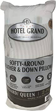 Hotel Grand Softy-Around Feather & Down Pillows 500 Thread Queen 20x28-2 Pack