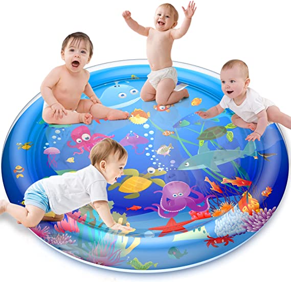 Faburo 40''X40'' Tummy time Baby Water Mat The Perfect Fun time Play Inflatable Water mat,Toy Infants for 3 6 9 12 Months Boys Girls,Promote Baby's Growth