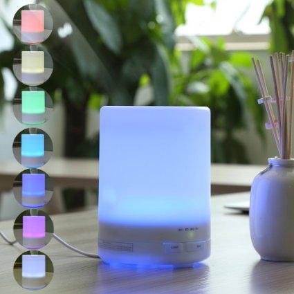 Sungwoo® 300ml Aroma Essential Oil Diffuser Ultrasonic Air Humidifier 8-10 HOURS Continuous Diffusing 7 Color Changing LED Lights and 4 Timer Settings for Home SPA Baby Room