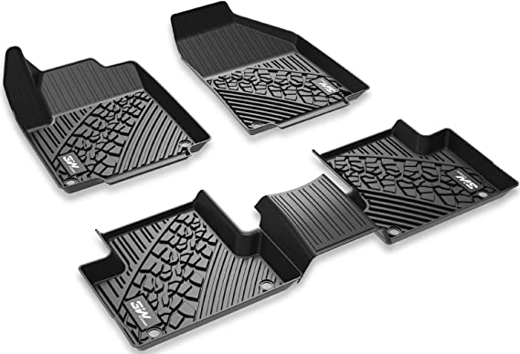 3W Jeep Grand Cherokee Floor Mats (2016-2019) - Heavy Duty Protection Custom Fit Floor Liners All Weather Odorless TPE Car Floor Carpet 1st & 2nd Row, Black