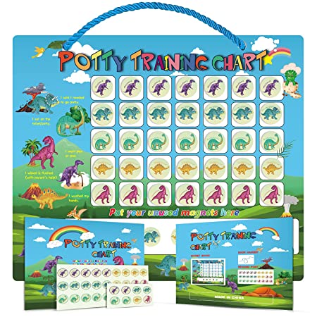 Potty Training Chart for Toddlers, SKYROKU Reusable Magnetic-Stickers Potty Chart That Reward Toddlers – Motivational Toilet Potty Training Stickers Chart for Boys Girls