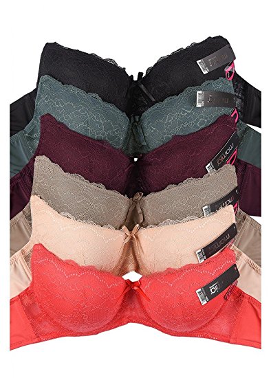 Women's Laced & Lace Trimmed Bras (Packs of 6) - Various Styles