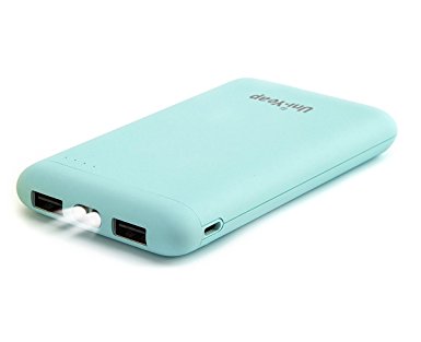 Uni-Yeap UNI101 10000mAh Portable Power Bank and External Battery Charger with Rubber Surface in Casual Style for iPhone, iPad, Galaxy & tablet Devices(blue)