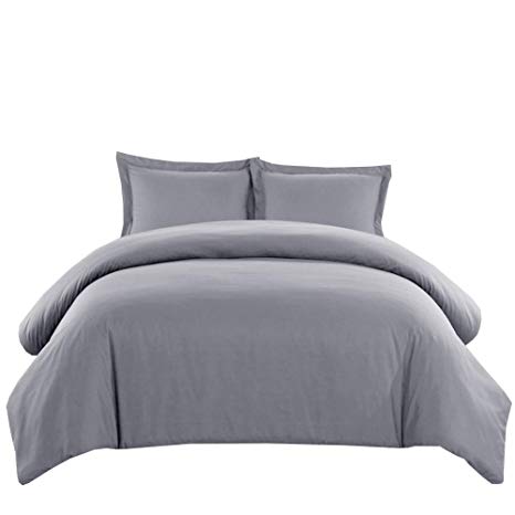 Royal Hotel's Solid Gray 550-Thread-Count 3pc King / Cal-King Duvet-Cover 100-Percent Cotton, Sateen Solid