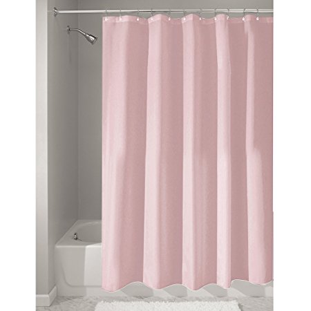 InterDesign Mildew-Free Water-Repellent Fabric Shower Curtain, 72-Inch by 72-Inch, Pink