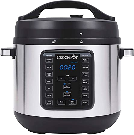 Crock-pot 8-Quart Multi-Use XL Express Crock Programmable Slow Cooker with Manual Pressure, Boil & Simmer with Extra Sealing Gasket, Stainless Steel