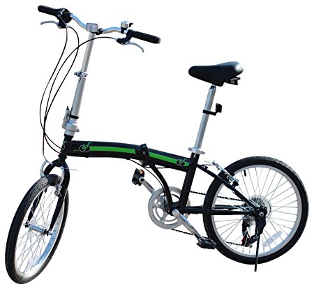 EBS Folding Bicycle City Shimano Gear 6 Speed Compact Foldable Commute Bike Wanda Tire, Green