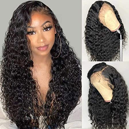 Curly Human Hair Wig 360 Lace Frontal Wig Pre Plucked With Baby Hair Brazilian Human Hair Wigs For Women Remy Deep Curly Wig (14 inch, natural color)