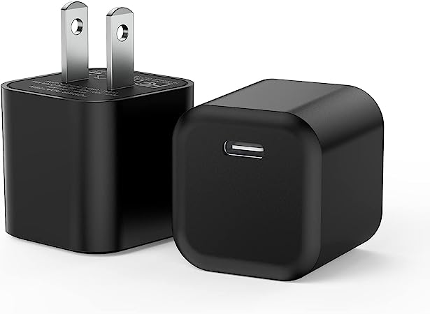 USB C Charger Block, Excgood 5V 2.4A USB Charging Block Power Adapter Wall Plug Cube Compatible with iPhone 14 Pro Max 13 12 11 SE XR XS X 8 7 Plus, iPad, AirPods- 2Pack,Black