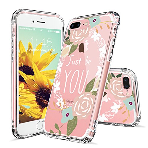 iPhone 7 Plus Case, MOSNOVO Tropical Floral Flower Clear Design Printed Transparent Plastic Slim Hard Back Case with Soft TPU Bumper Protective Cover for Apple iPhone 7 Plus (5.5 Inch) - Just Be You