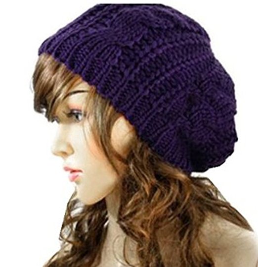 Xinliya Women Winter Knit Crochet Braided Hat Beret Cap Headwear