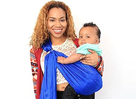 Breathable Comfortable Baby Wrap Water METAL Ring Sling Carrier Infant Wrap Toddlers.Baby Shower Gift with Quickdry POLYESTER Fabric Material to Indoor Outdoor Travel Comfort for Newborn,(Dark Blue)