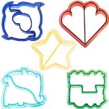 VonShef Fun Cake Cookie and Sandwich Cutter Shapes for Kids - Set of 5 Dinosaur Dolphin Heart Star and Train