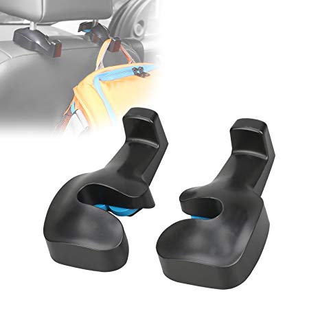 Durapower Universal Car Vehicle Back Seat Headrest Hanger Holder Hook for Bag Purse Cloth Grocery (Black -Set of 2)