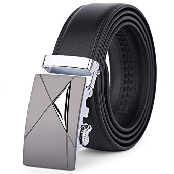 Dante Men's Leather Ratchet Dress Belt with Automatic Buckle, Elegant Gift Box