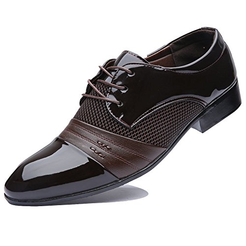 Rainlin Men's Breathable Leather Lined Perforated Dress Oxfords Shoes