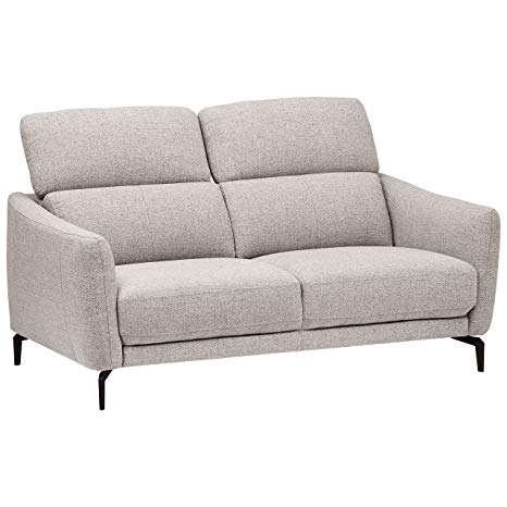 Rivet Kaden Contemporary Adjustable Headrest Loveseat, 62"W, Light Grey