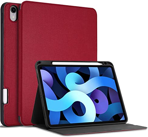 ProCase iPad Air 4 10.9 inch Case 2020 with Pencil Holder, Slim Protective Folio Cover for iPad Air 4th Generation 10.9 inch 2020 Release –Red