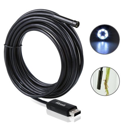 Endoscope, ABASK 7M Waterproof Snake Inspection Camera HD Borescope 2.0 Megapixel CMOS Endoscope Handheld Video Microscope Digital Camera With 6 Led Lights Security Cable For PC/Laptop