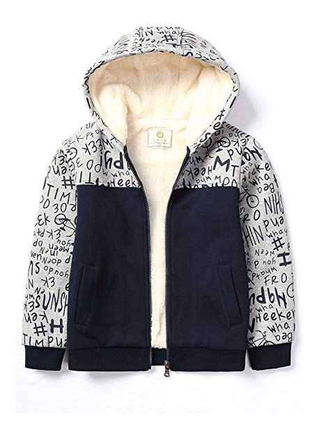 Little and Big Boys Jacket Sherpa Fleece Lined zip up jacket