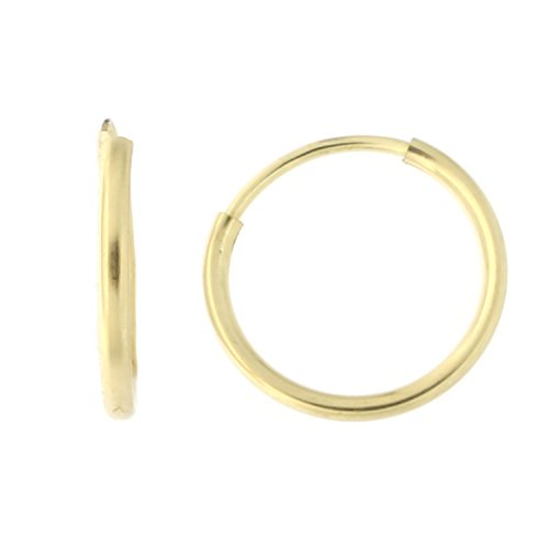 14k Yellow Gold 1mm Endless Hoop Earrings, 10mm (3/8")