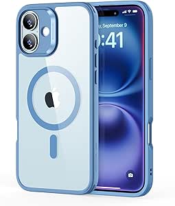 ESR for iPhone 16 Plus Case, Compatible with MagSafe, Shockof Military-Grade tection, Magnetic Phone Case for iPhone 16 Plus, Classic Hybrid Case (HaloLock), Clear Blue