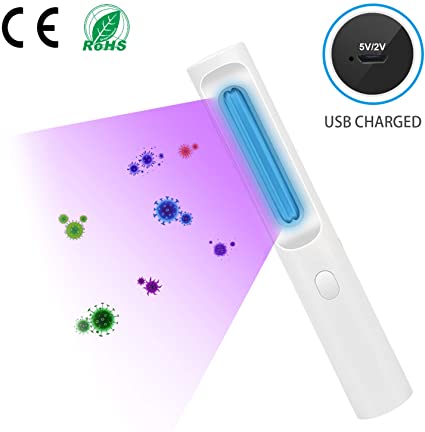 Elover UV Light Sanitizer Ultraviolet Disinfection Lamp Wand UVC Germicidal Light Handheld Portable Sterilization Lamp USB Charged for Watch Glasses Smartphone etc.