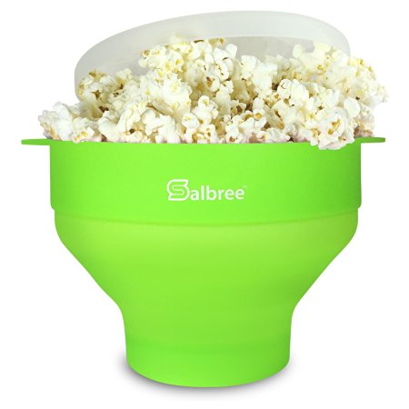 Salbree Collapsible Silicone Microwave Popcorn Popper, Green