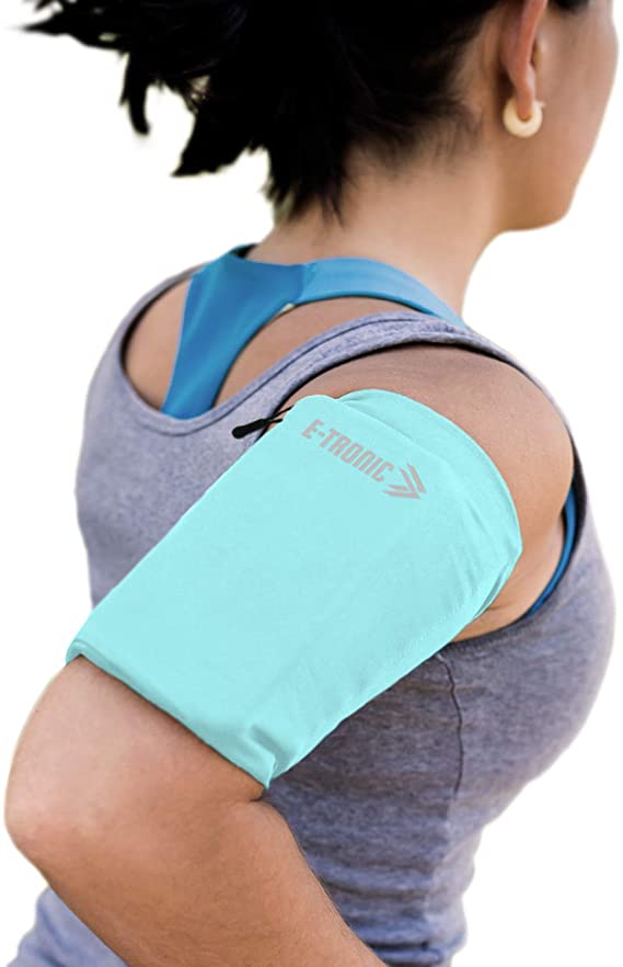 Phone Armband Sleeve: Running Sports Arm Band Strap Holder Pouch Case for Exercise Workout Compatible with iPhone 5S SE 6 6S 7 8 X Plus iPod Android Samsung Galaxy S5 S6 S7 S26 Turquoise Large