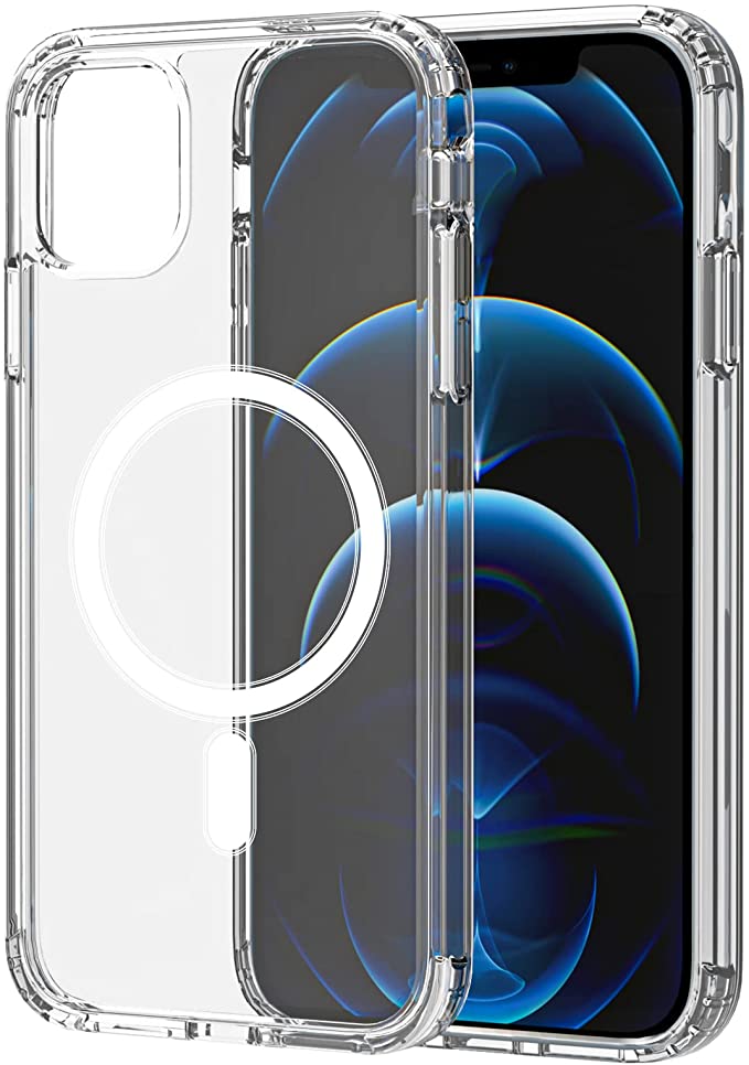 amCase Clear Case with Built-in Magnets Compatible with iPhone 12 Pro Max (6.7") and MagSafe Accessories, Support Wireless Charging, Strong Magnetic