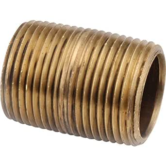 Anderson Metals 736112-08 Red Brass Pipe Fitting, Nipple, 1/2" x 1/2" Male Pipe, 1-1/8" Length