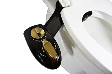 Boss Bidet BOLD Toilet Attachment | Cleans Your Tushy | Dual Nozzle | 30 Day | Self Cleaning Feature | Sprayer - Black & Gold