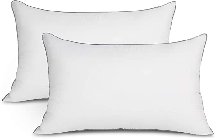 EDOW Soft Pillows for Sleeping (2 Pack),Supportive Down Alternative Polyester Micro-Fiber Filled Pillows, Brushed Cotton Cover, Machine Washable (White, Queen(20x30))