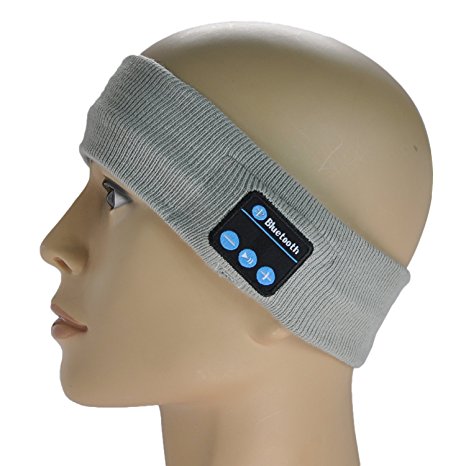 VWTECH® Latest Handsfree Knitted Bluetooth Sports Run & Sleep Music Headphone Headset Earphones Stereo Speakers & Mic (Gray)