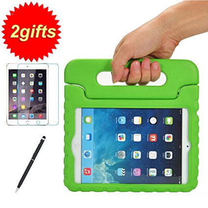 SUPLIK Shockproof Kids Case with Handle Light weight Protective Cover for iPad Mini, iPad Mini 2 with Retina Display,iPad Mini 3rd Generation, Screen Protector   2&1 Stylus Pen (Green)