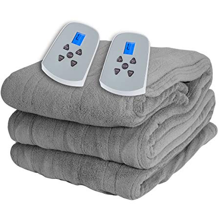 Westerly Queen Size Microplush Electric Heated Blanket with Dual Controllers, Gray