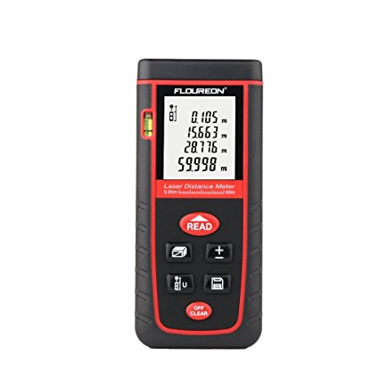 FLOUREON Advanced 131 Ft/196 Ft Laser Distance Measure Handheld Range Finder Meter Portable Measuring Device Area Volume Distance Pythagoras Calculation