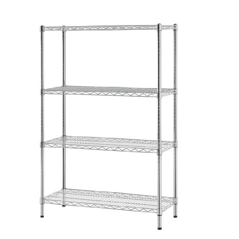 Excel ES-481860C NSF Certified Multi Purpose 4-Tier Wire Shelving Unit, 48 x 18 x 60-Inch, Chrome