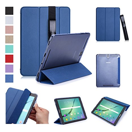 ISIN Tablet Case Series Premium PU Leather Smart Shell Case for Samsung Galaxy Tab S3 9.7 inch SM-T820 T825 Android Tablet with Stylus Holder (Blue)