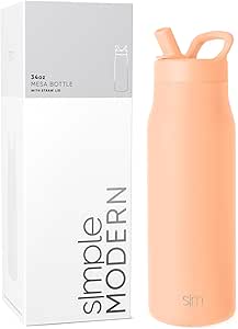 Simple Modern Water Bottle with Straw lid | Insulated Stainless Steel Thermos | Reusable Travel Water Bottles for Gym & Sports | Leak Proof & BPA Free | Mesa Collection | 34oz, Bellini