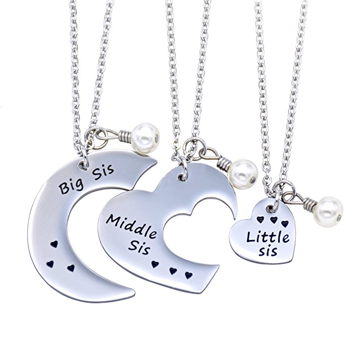 O.RIYA Big Sis Middle Sis Little Sis Jewelry Necklace Set 3 Pieces， Best Friend Necklaces Girls Jewelry ， Bff Necklace Little Girls Kids Jewelry