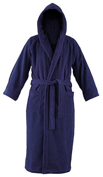 John Christian Luxury Collection - Terry Towelling Hooded Bathrobe - Navy Blue